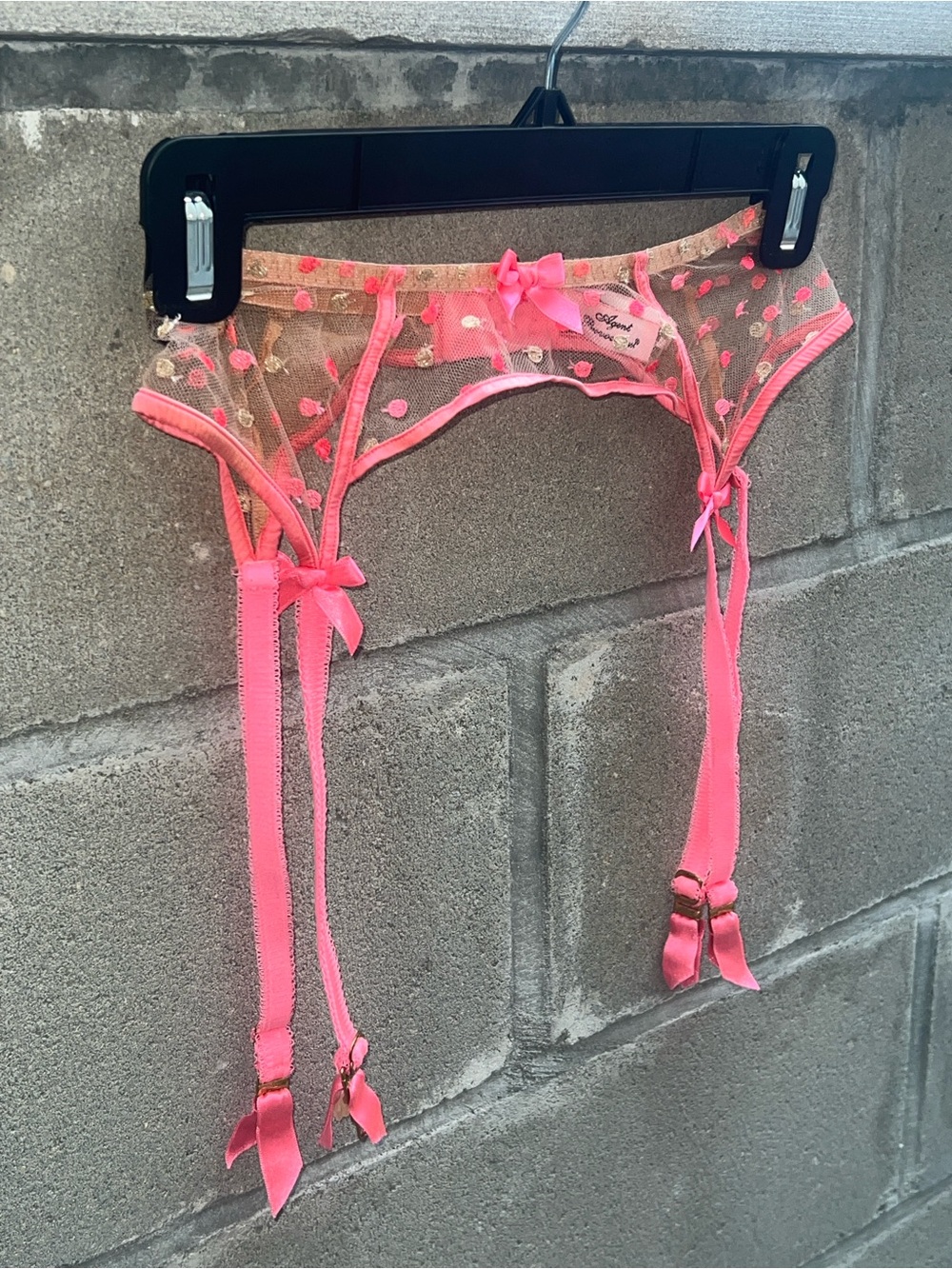 Agent Provocateur Sheer Pink Polka-Dot Garter Belt